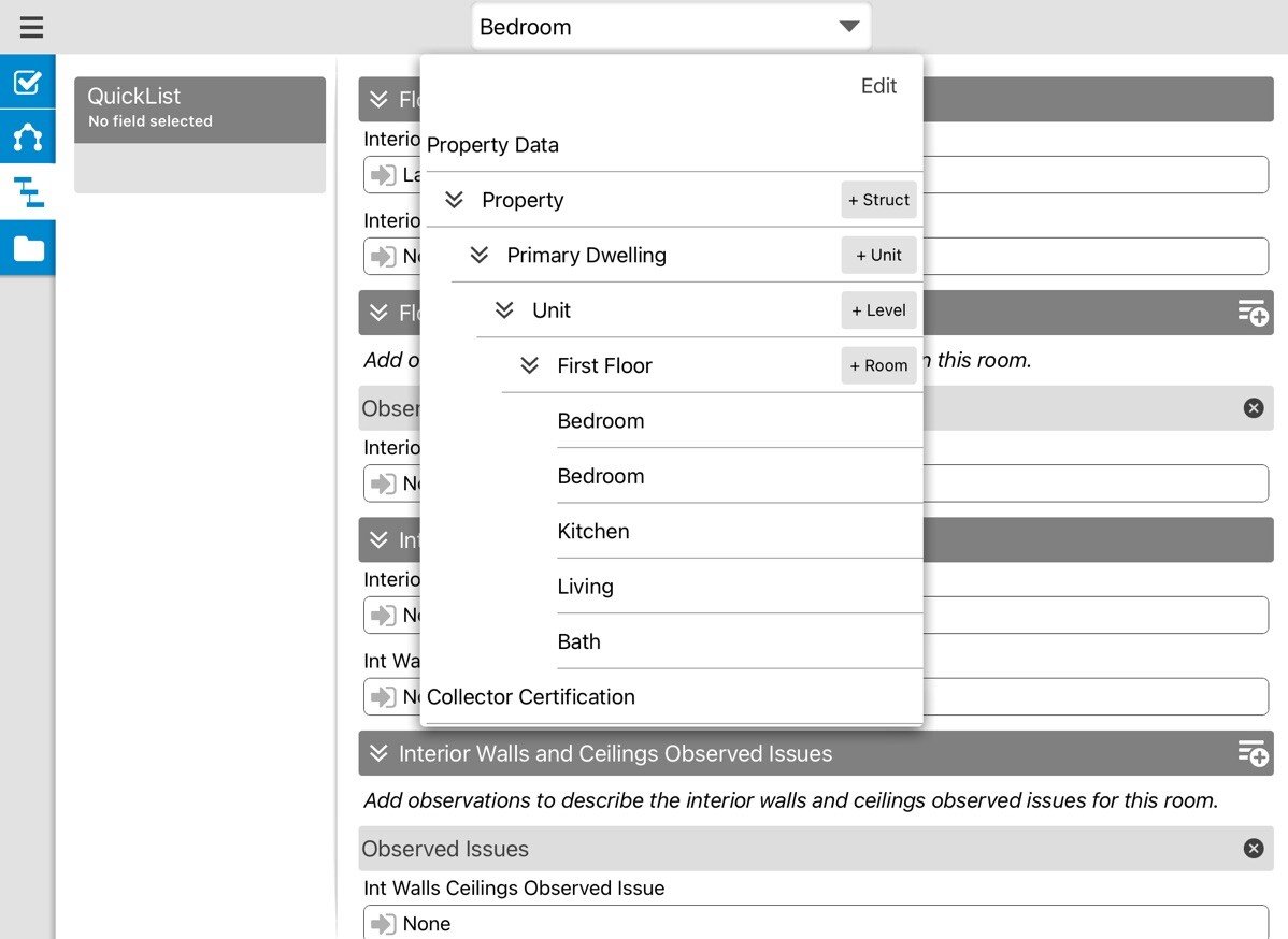 Structure view of the data set questions