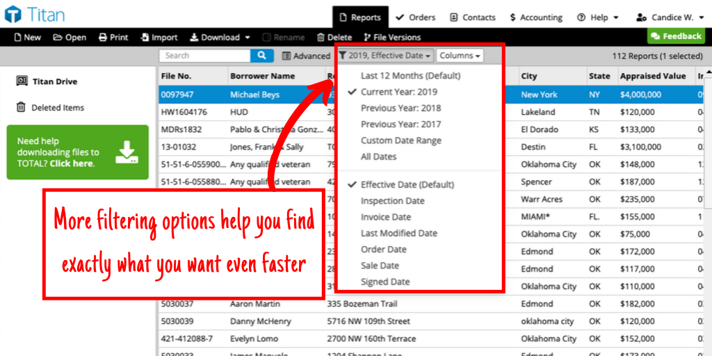 New filters in Titan Reports